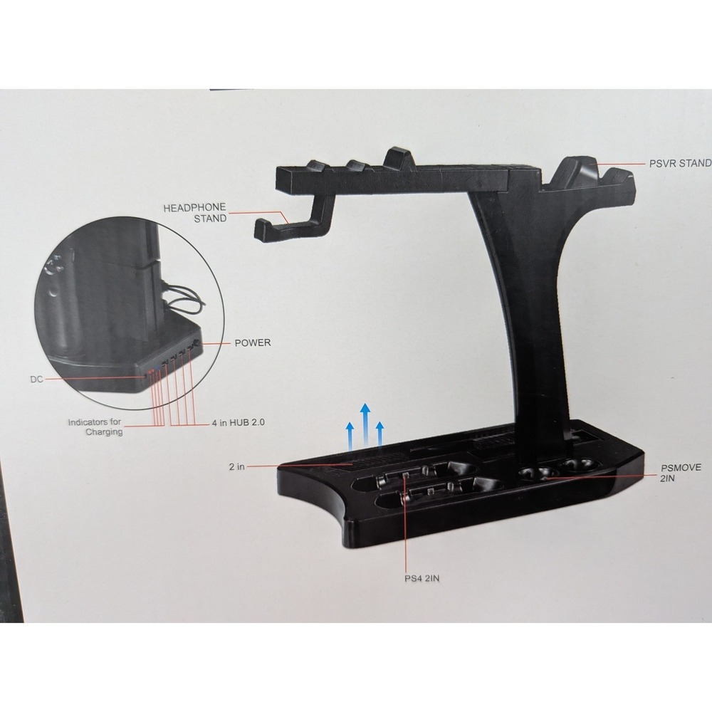SkyWin Multifunction Stand Black for‎ PS4/PS4 Slim/PS4Pro/PSVR W/Charging Cooler - Picture 5 of 7